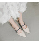 Shoes for Pumps Summer Elegant Chunky High Heels Pointed Toe Baotou Solid Ladies Shoes  Female Sandals Zapatillas Mujer 2024