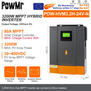 PowMr 3.2KW 24V 混合式太阳能逆变器 纯正弦波 80A MPPT 太阳能充电控制器 可为锂电池充电 带WIFI
