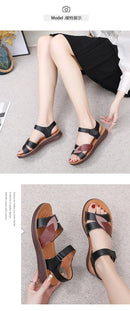 New genuine leather soft sole comfortable sandals with leaf logo Mom's shoes Women's sandals Office hiking Summer hot selling