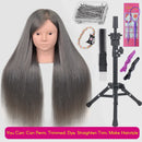 New Female Mannequin Training Doll Head With 70% Real Hair For Hairsyles Hairdressing Cosmetology Dolls Head With Stand Tripod