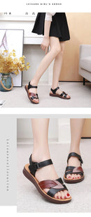 New genuine leather soft sole comfortable sandals with leaf logo Mom's shoes Women's sandals Office hiking Summer hot selling