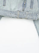 Nlzgmsj TRAF Women 2024 Autumn Winter Denim Coat Lapel Long Sleeve Short Jackets Lady Chic Loose Streetwear Women Jacket