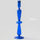 Blue Glass Candle Holder Candlesticks for Wedding Birthday Holiday Home Decoration Morden Decorative Glass