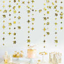 Gold 30th Happy Birthday Party Paper Banners Decorations Number 30 Year Old Circle Dots Twinkle Star Garlands Hanging Backdrops