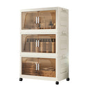 3/4-layer Stackable Storage Bins Storage Box with Lid Collapsible Storage Cabinet Organizers with Wheels for Shoes Home Office