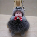 Sleeping Baby Keychain Cute Soft Fluffy Plush Doll Key Ring Women Girl Bags Pendant Backpack Accessories Gifts