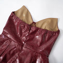 Luxury Leather Strapless Short Dress Women's Sexy Party Curvy Mini Dresses Evening Corset Red Brown Cocktail Autumn Fall 2026