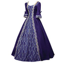 Palace Princess Queen Elegant Ball Party Formal Maxi Dress Medieval Lace Square Neck Medieval Renaissance Victorian Vestidos