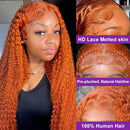 200 Density Ginger 350 13x6  Water Wave Preplucked Frontal Glueless Wig Brazilian For Women Virgin Curly Hair HD Transparent Lac