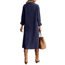 Retro Chic Women Midi Dress Corduroy Fabric Lapel Collar Popular Button Front Loose Fit Long Sleeve Comfy Casual Daily Outfit