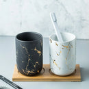 Marble Soap Dispenser Pump Bottle Ceramic Bathroom Accessory Set  Home Couple Mouthwash Cup Soap Dish Washing Tools Luxury