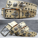 Rivet PU  Leather men's belt Fashion alloy belts Buckle luxury brand jeans belts for men business belt female belt