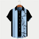 2024 New Men's Shirt Summer Bowling Shirt Note Pattern Printed Daily Short Sleeve Button Comfortable Casual Men's Clothing
