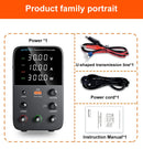 Wanptek 可调直流电源 30V 10A 5A 实验室工作台电源 稳压电源 120V 60V5A 开关