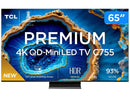 65英寸4K超高清QLED Mini LED智能电视TCL 65C755 120Hz Wi-Fi 蓝牙 4个HDMI接口 2个USB接口