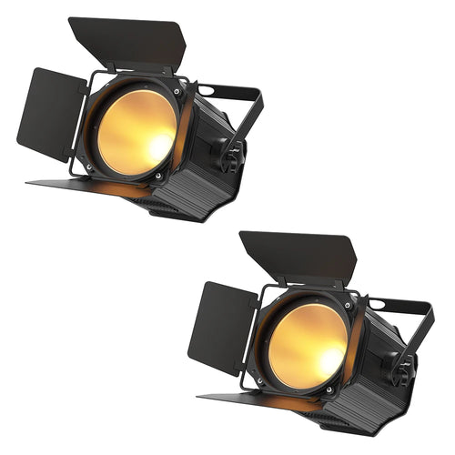 Fieryzeal 2件装200W COB Par筒灯带挡板DMX512线性聚光灯暖白&冷白舞台灯适用于DJ俱乐部派对演唱会