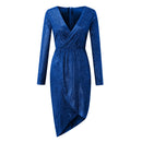 Top Selling  Dresses For Women 2024 Plus Size Deep V Sequins Wrap Ruched Long Sleeve Nightclub Dress Vestidos Para Mujer