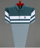 High quality fashion striped short sleeve polo shirt men's luxury brand embossed design summer new breathable T-shirt golf top