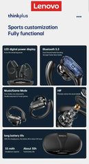 Lenovo XT80 Wireless Headphones Bluetooth 5.4 Earphones True with Mic Button Control Noise Reduction Earhooks Waterproof Headset