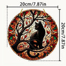 Black Cat In Moonlight Stained Window Hanging Sun Catcher Sunshade Cat Lover Sign Gift For Family Home Outdoor Indoor Yard Decor