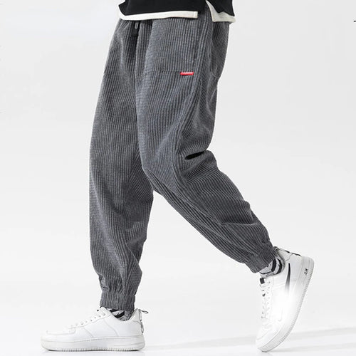 2026 Spring New Casual Loose Corduroy Solid Color Harem Pants Man Pockets All Match Fashion Male Trousers Streetwear Clothes