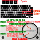 Spanish layout Keyboard Cover for For MacBook Air 13.6/15 M4 M3 M2 A3240 A2941 A3241 A3114, MacBook Pro 14" 16" 13"  12" black