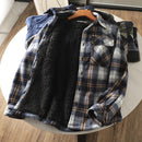 Autumn Winter Men's Fleece Linend Warm Shirt Jackets Thickened Long Sleeve Flannel Checked Shirts Vintage Casual Men Shirt Coats