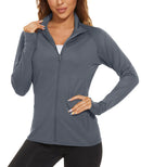 TACVASEN Full Zip UPF 50+ Sun Protection Summer Jackets Womens Long Sleeve Shirts Casual Jackets W/ Zipper Pockets Tops Outdoor