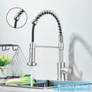 Brushed Nickel/Black Kitchen Faucet Single Handle High Arc Pull down Spray Sink Faucet with Lever Handle in Stainless Steelk
