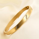 VQYSKO Beveled Three Zircon Bracelet Stainless Steel Clasp Bracelet Women's Jewelry Valentine's Day Gift Give For Her