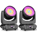 Yiflamefly 2件套摇头灯，带19颗15W RGBW LED DMX512舞台灯，适用于DJ卡拉OK舞厅KTV迪斯科酒吧舞台照明