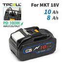 TPCELL New PD100W 8Ah/10Ah For MAKITA 18V with USB-C Connector 21700 Tabless cells Replacement Battery Power Tools Li-ion