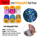 Wifreo 0.3mm/1mm Holographic Tinsel Fly Tying Flat Mylar Tinsel Flash Tape Material for Streamer Flashback Nymphs