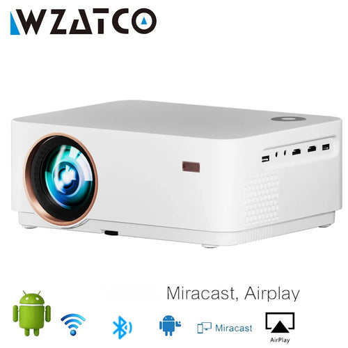 WZATCO New D5 1080P 5G WiFi 安卓智能数字对焦全高清投影仪 LED 视频家庭影院电影放映机 LCD 投影仪