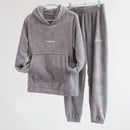 Coral Fleece Pajama Set Couple Pyjamas Suit Women Men Winter Thicken Sleepwear Loose Sleep Set Homewear Soft Warm Pijama Hoodies