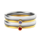 Personalized Names Birthstone Ring 3mm & 1mm Stainless Steel With AAA+ Zircon Engraved for Mothers Day Woman Jewelry Gift