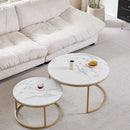 2Pcs Coffee Table Round 2 in 1 End Side Table Desk Nordic Marble Glass Home Sofa Tables Living Room Luxury Side Tables 60CM/80CM