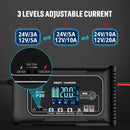 HTRC 20A 12V-24V 摩托车汽车电池智能充电器，适用于修复铅酸、AGM、凝胶、PB、锂、磷酸铁锂电池