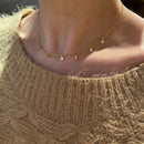 925 Sterling Silver Clear CZ Station Multi Charm Choker Fashion Delicate Dainty Disco Dots Drip Drop Pendant Necklace For Women