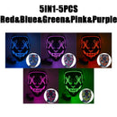 Halloween Masks of Terror Led Face Light Mask Scary Scream Bright Mask for Carnival Halloween Costumes for Men Glow in The Dark