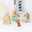 Easter Bunny Candle Mold 3D Rabbit Candle Silicone Molds Easter Bunny Resin Casting Mould for DIY Candle Making Polymer Clay