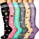 6 PAIRS Compression Socks Flowers Animal Fruit for Men Women Running Nurse Socks Nurses Sport Ladies Lady Womens Running