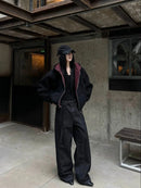 Burgundy Double Sided Composite Cotton Hoodie 2025 Autumn Men and Women New Zipper Harajuku Casual Loose Sweatshirt