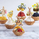 2024 easter decoration 8pcs Rabbit Cupcake Topper set Decors Spring Party Photo Wall Bunny Easter cupcake toppers Candy Box
