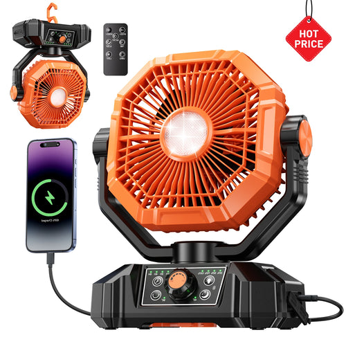 The Breeze Sentinel | 20000mAh Portable Camp Fan with LED Lantern