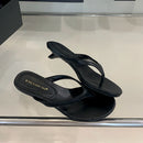 SUOJIALUN 2025 Summer New Brand Women Slipper Fashion Narrow Band Slip On Flip Flop Shoes Square Low Heel Outdoor Sandals