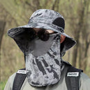 Men's camouflage shawl sun hat outdoor breathable sun protection face fishing hat tourism mountaineering detachable Hiking Caps