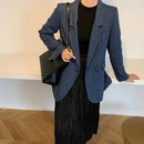 New Woolen Coat Women Elegant Thick Blue Suit Blazer Jacket 2023 Autumn Winter Office Lady Outwear Female Fashion