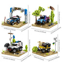 SEMBO Desert Off-Road Racing Scene Assemblage Building Blocks Kits MOC Technical Auto Sports Car Model Bricks Toys Holiday Gifts