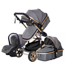 Luxurious Baby Stroller 3 in 1 Portable Travel Baby Carriage Fold Pram High Landscape Aluminum Frame Newborn Infant Stroller